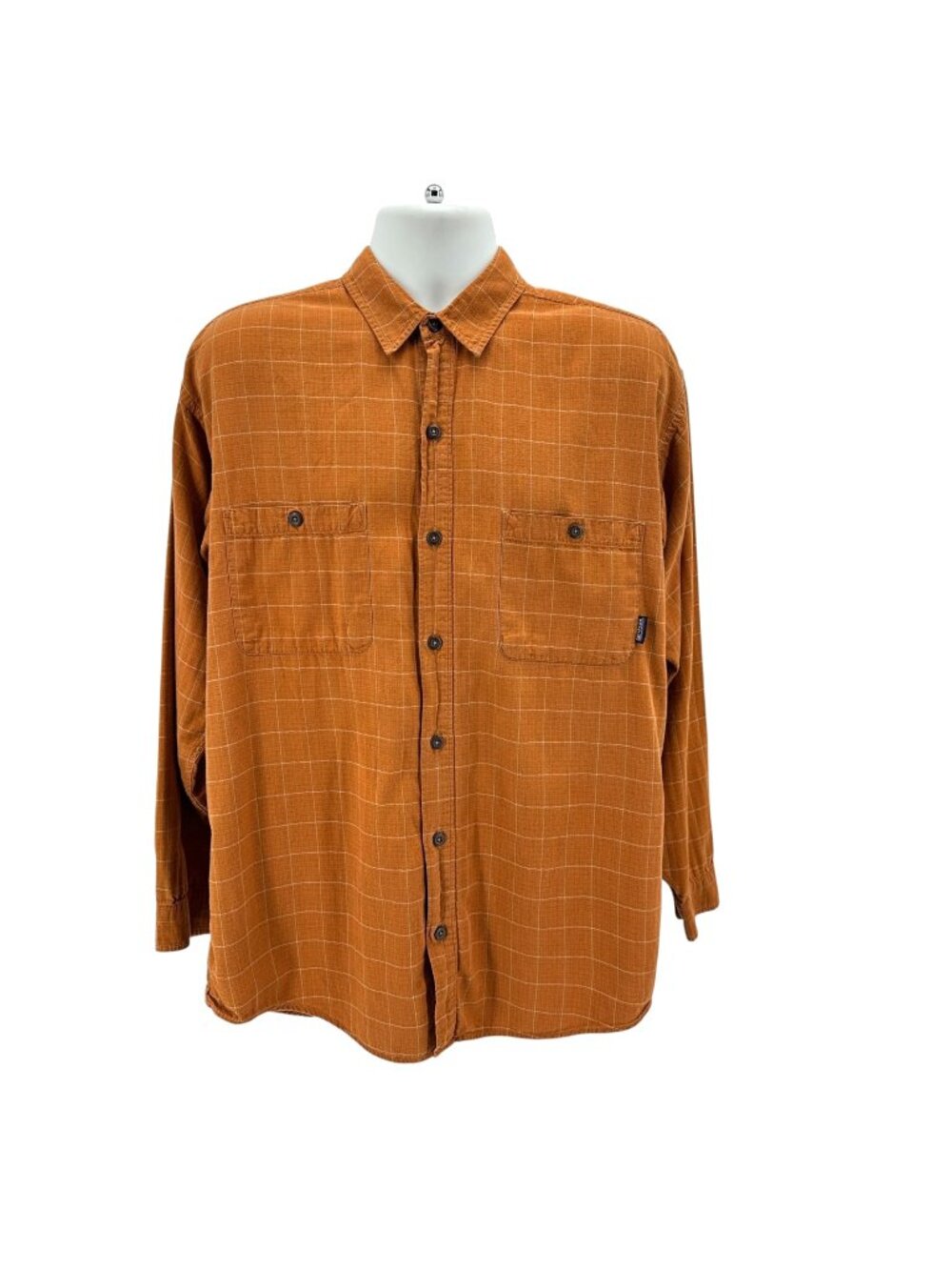 Patagonia Mens Large Shirt Organic Cotton Checker Button Button Orange